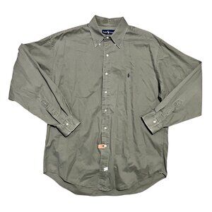 Ralph Lauren 100% Cotton Green Button Up Shirt, Men's Large